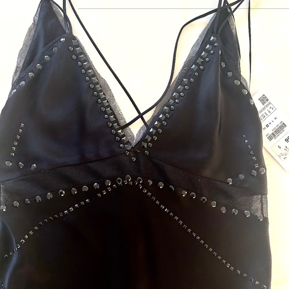 BLACK SATIN CAMISOLE/ TANK TOP - Picture 1 of 4